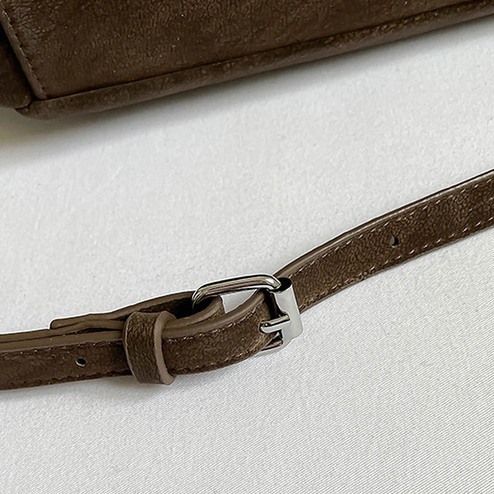 Margo vegan leather shoulder bag with silver buckle straps