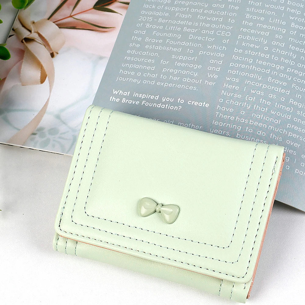 Bea vegan leather trifold wallet with bow detail