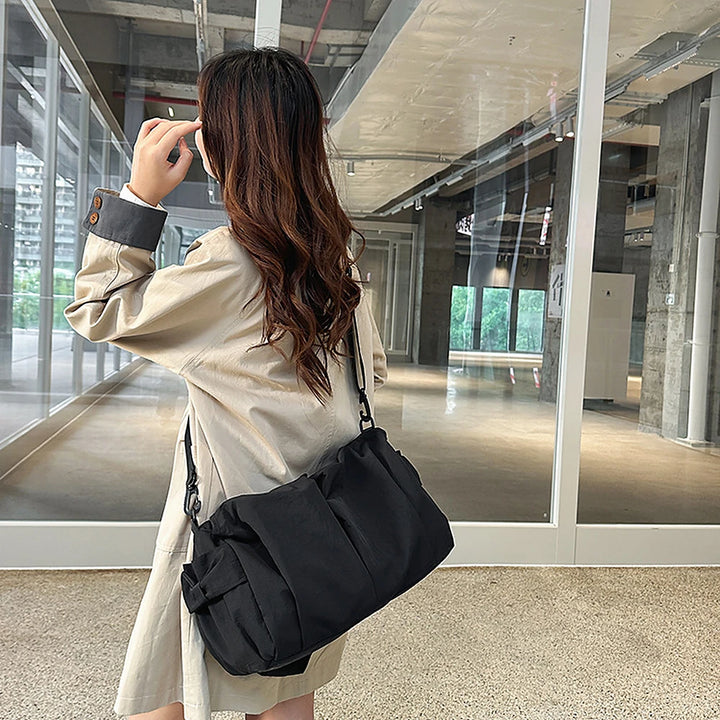 Noa crinkled nylon hobo bag with detachable crossbody strap