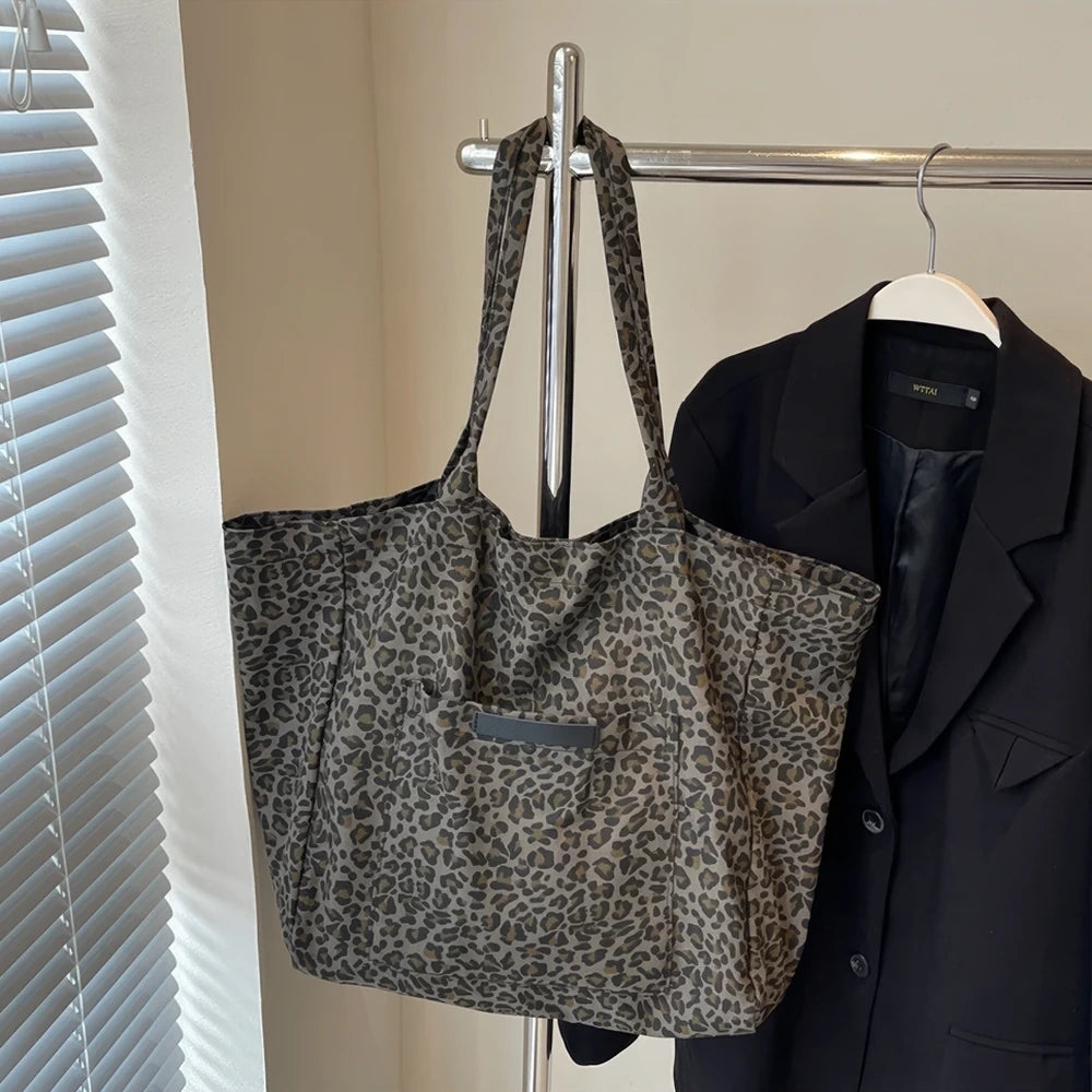 Juna leopard print nylon tote bag