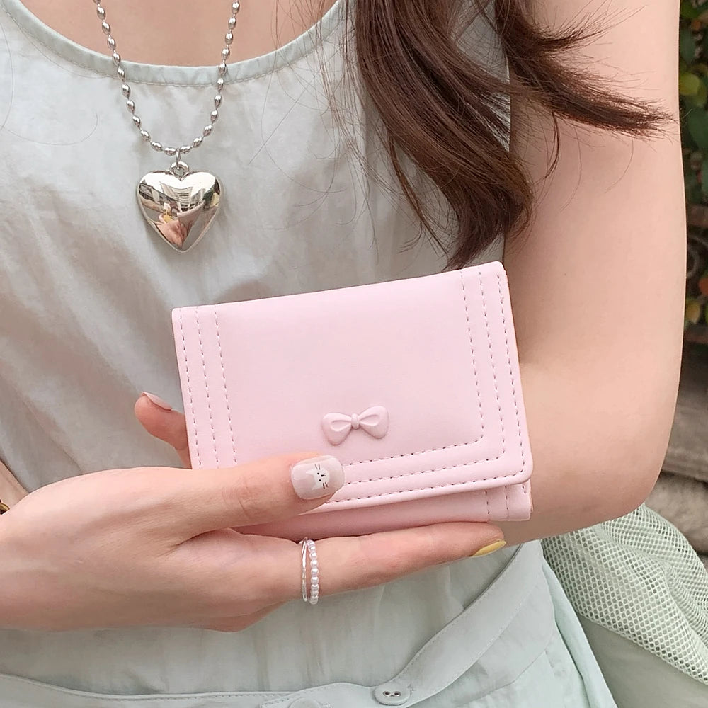 Bea vegan leather trifold wallet with bow detail