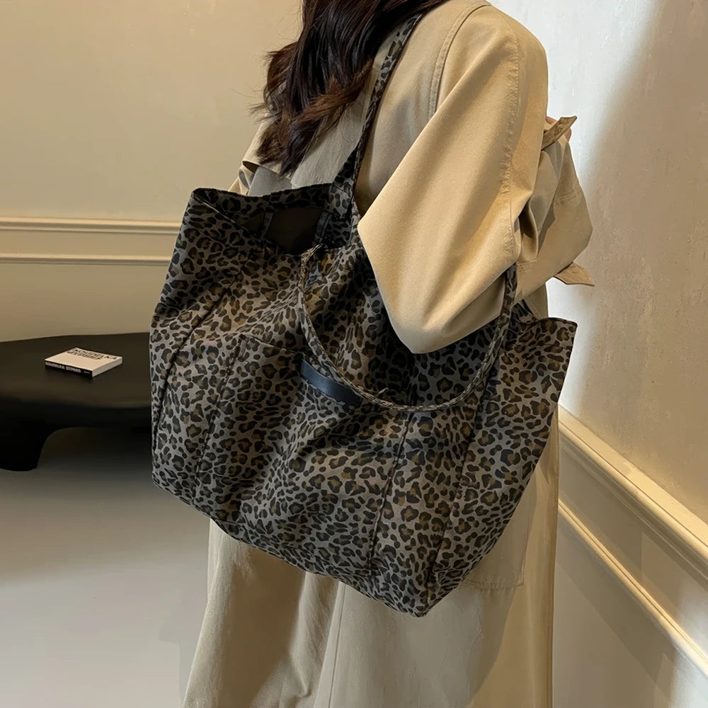 Juna leopard print nylon tote bag