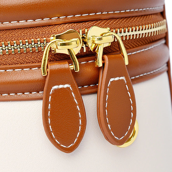 Romy vegan leather crossbody bucket bag with scarf-wrapped handle