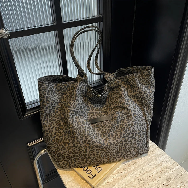 Juna leopard print nylon tote bag