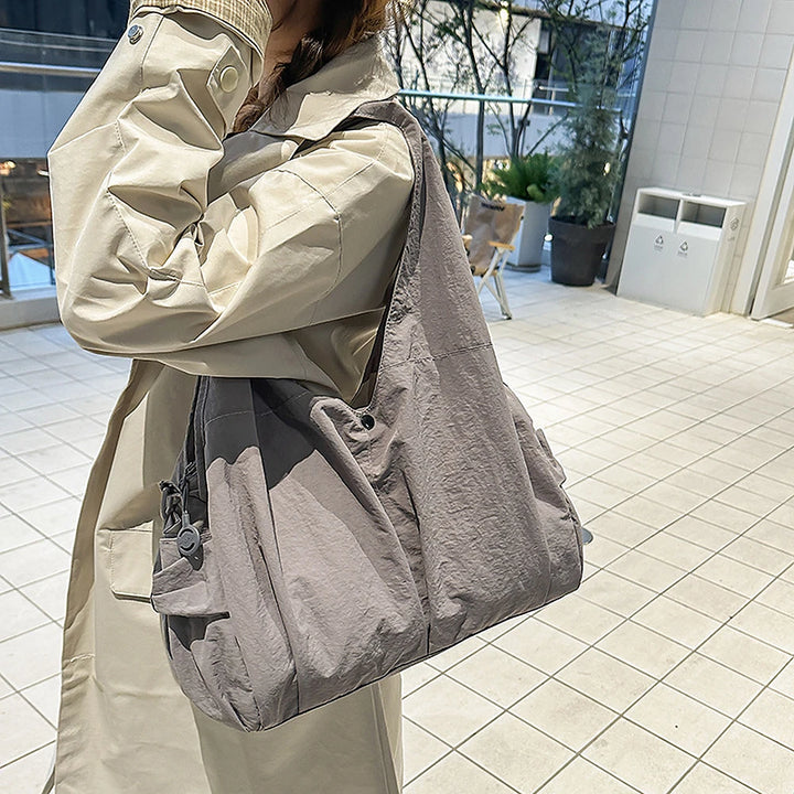 Noa crinkled nylon hobo bag with detachable crossbody strap
