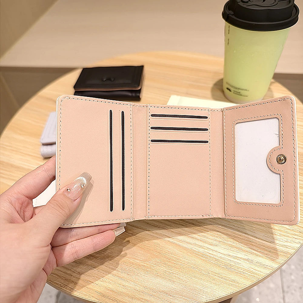 Bea vegan leather trifold wallet with bow detail