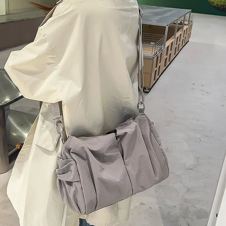 Noa crinkled nylon hobo bag with detachable crossbody strap