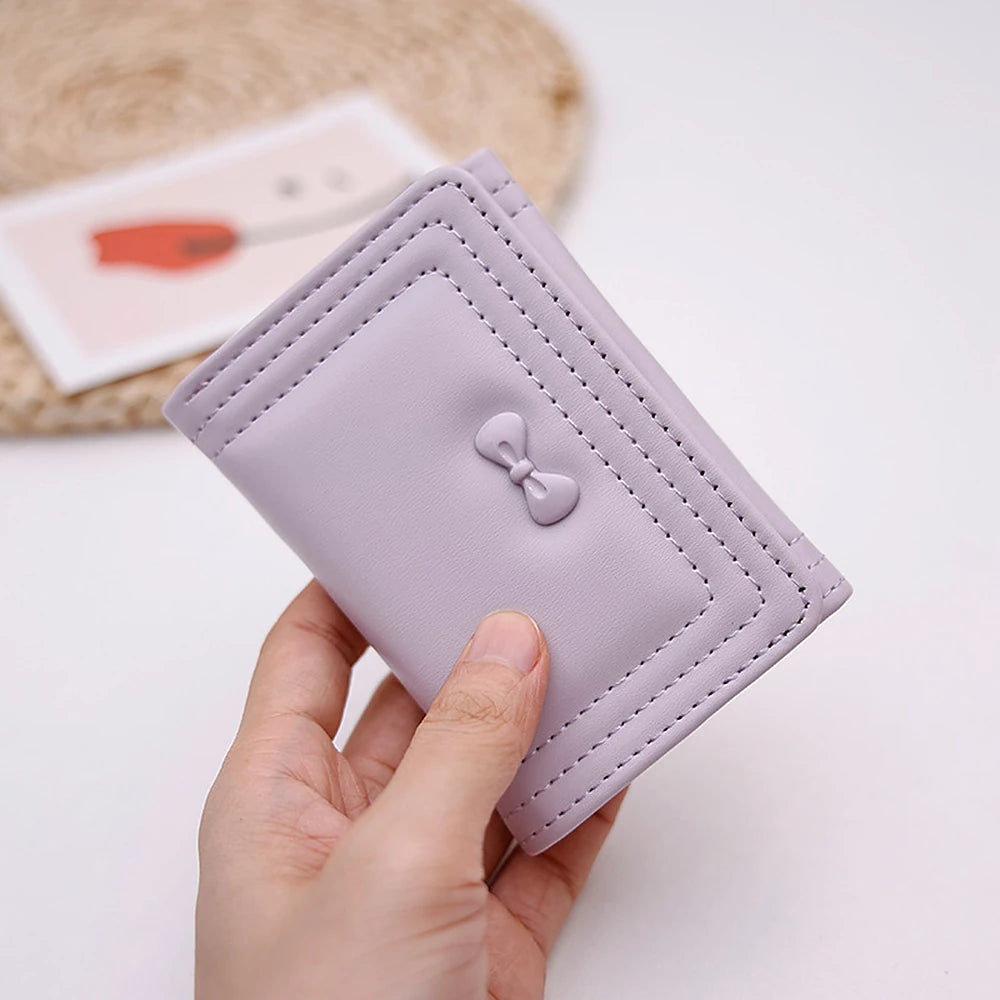 Bea vegan leather trifold wallet with bow detail