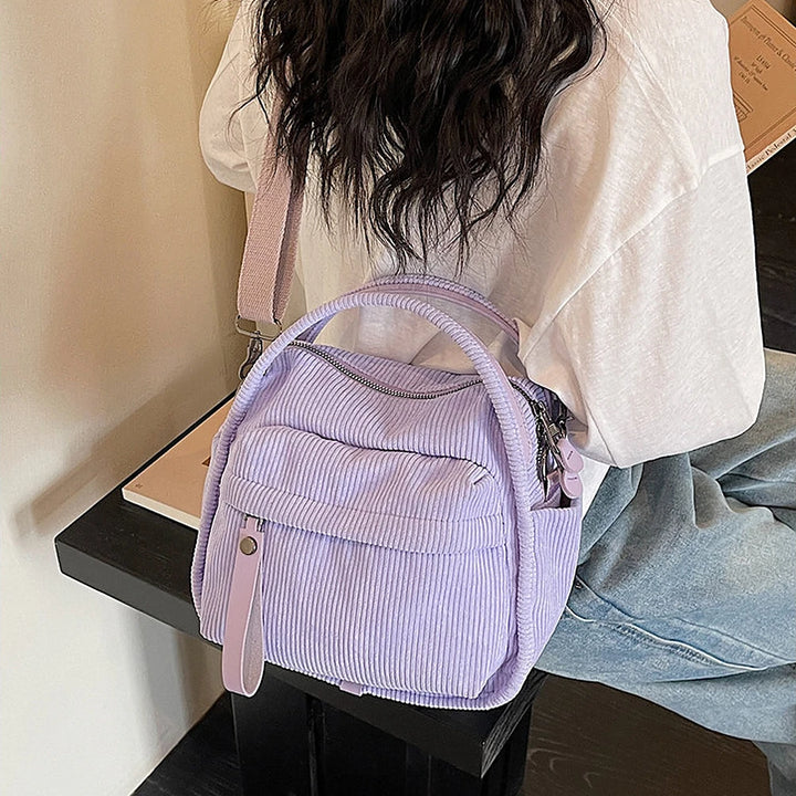Lyona corduroy crossbody bag with front zip pocket