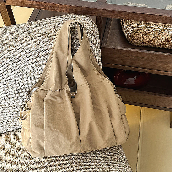 Noa crinkled nylon hobo bag with detachable crossbody strap