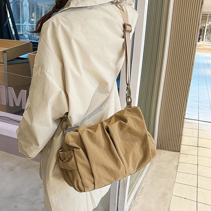 Noa crinkled nylon hobo bag with detachable crossbody strap