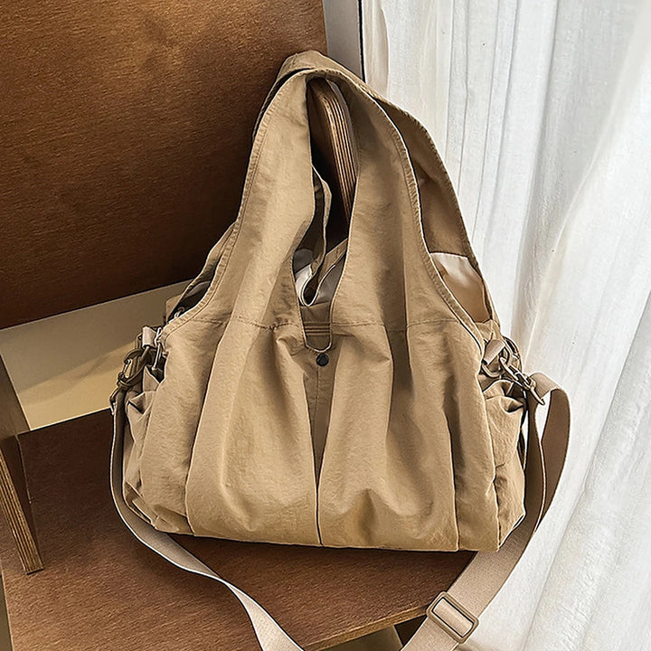 Noa crinkled nylon hobo bag with detachable crossbody strap