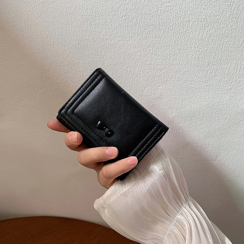 Bea vegan leather trifold wallet with bow detail