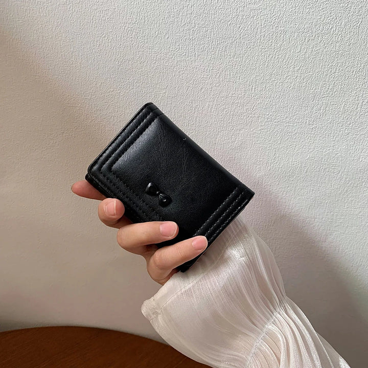 Bea vegan leather trifold wallet with bow detail
