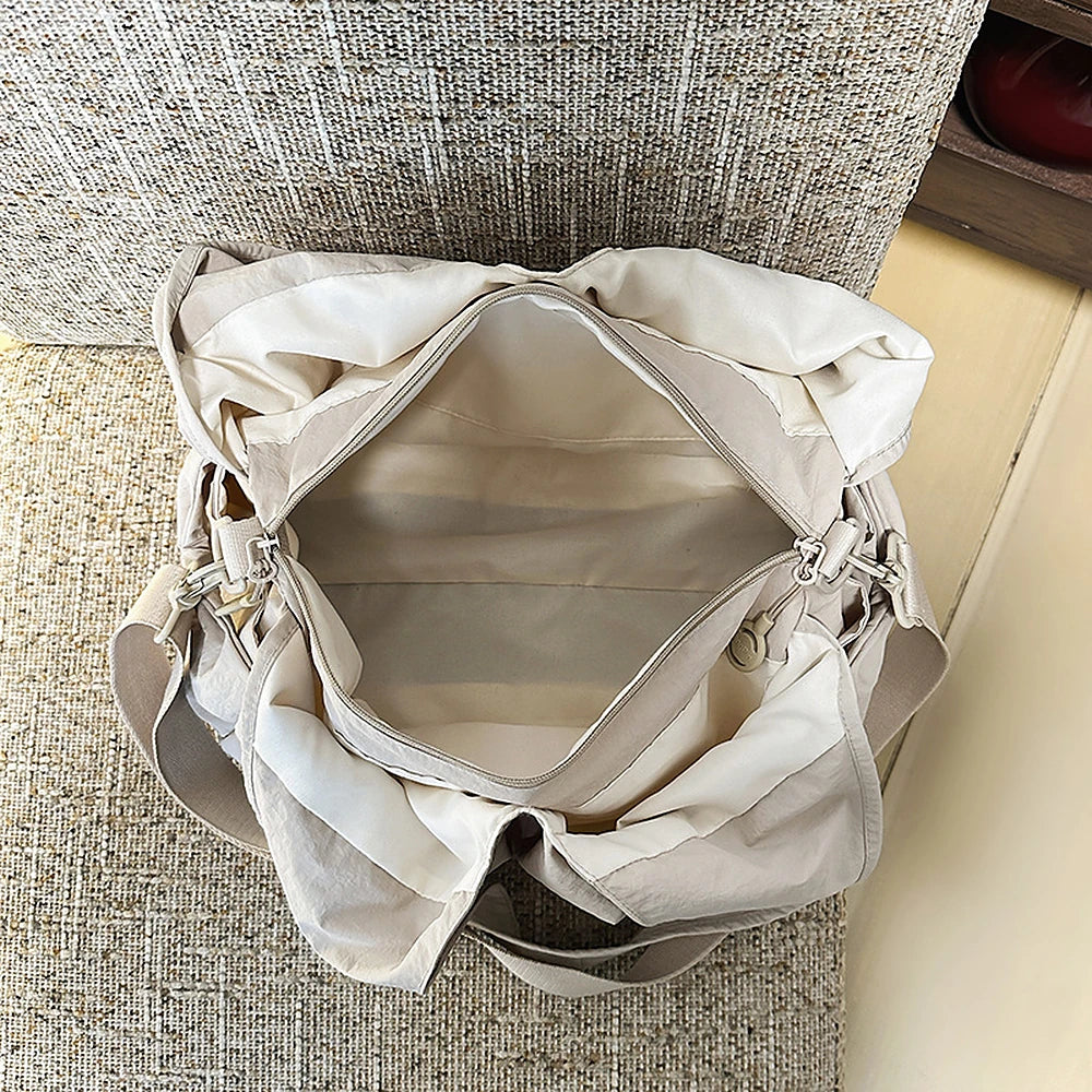Noa crinkled nylon hobo bag with detachable crossbody strap
