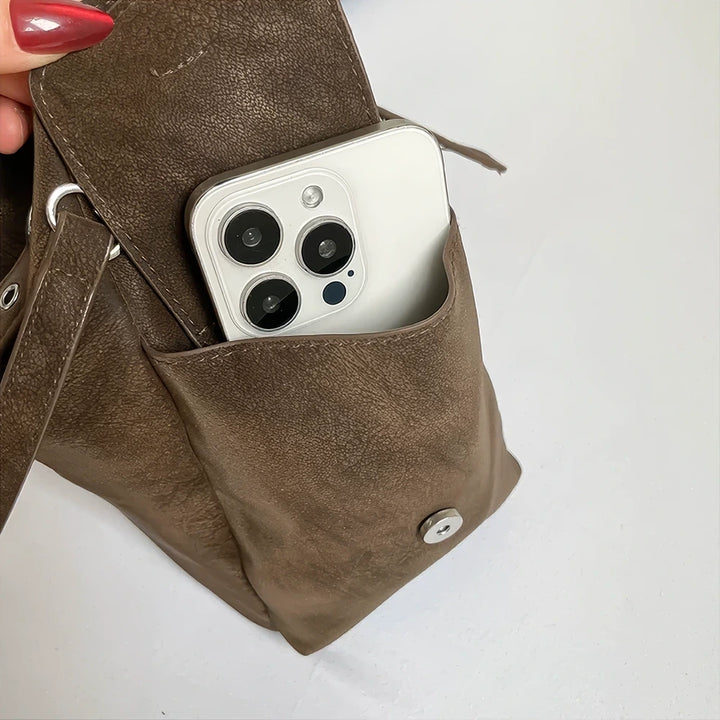 Margo vegan leather shoulder bag with silver buckle straps