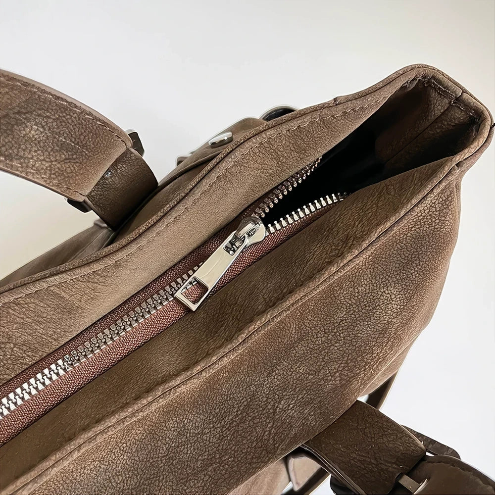 Margo vegan leather shoulder bag with silver buckle straps