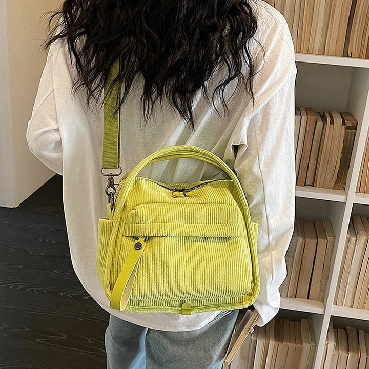 Lyona corduroy crossbody bag with front zip pocket