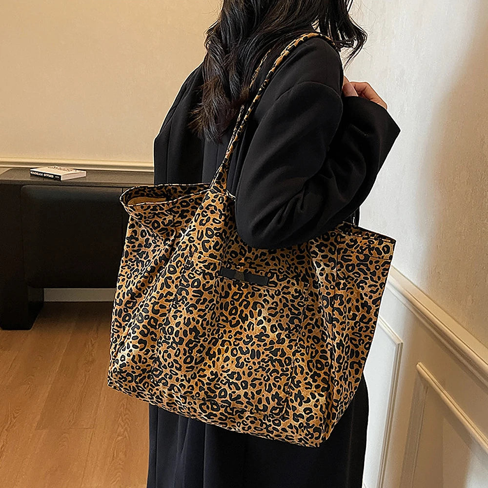 Juna leopard print nylon tote bag