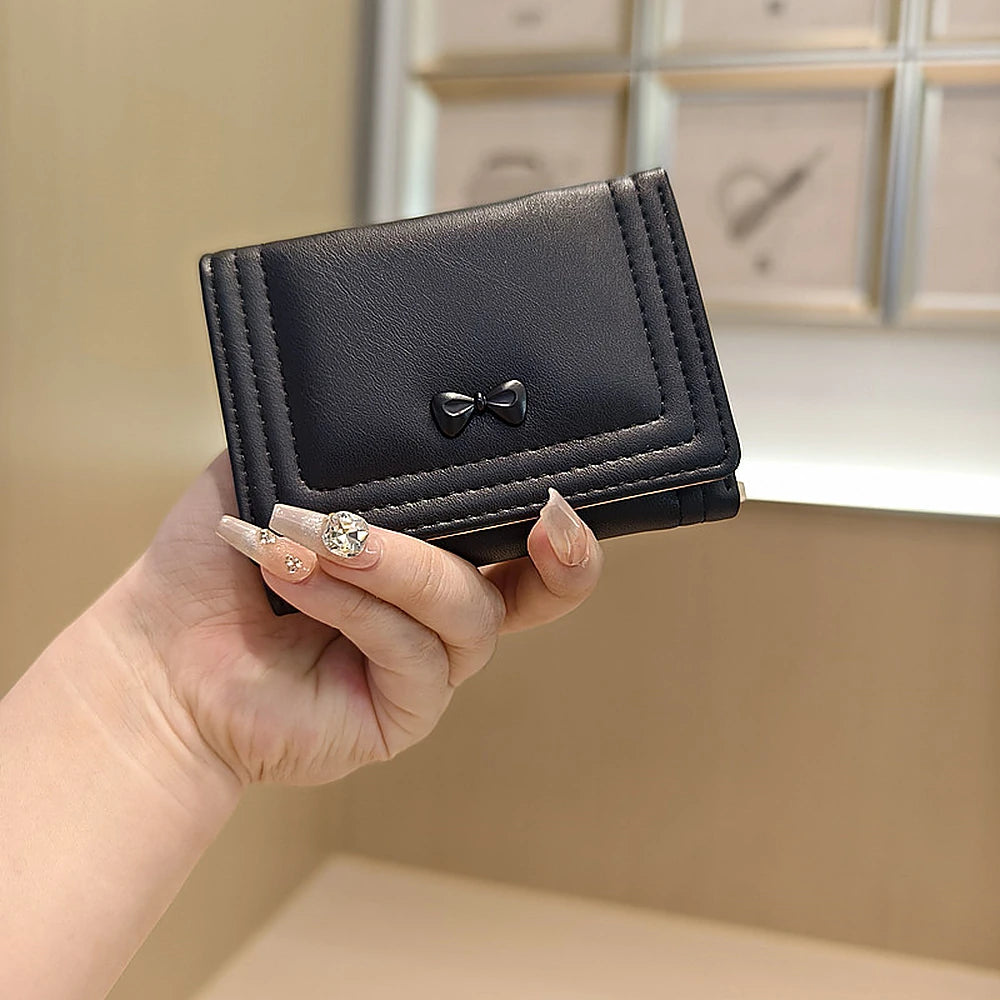 Bea vegan leather trifold wallet with bow detail