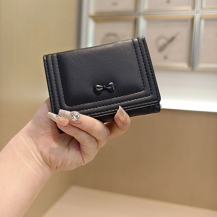 Bea vegan leather trifold wallet with bow detail