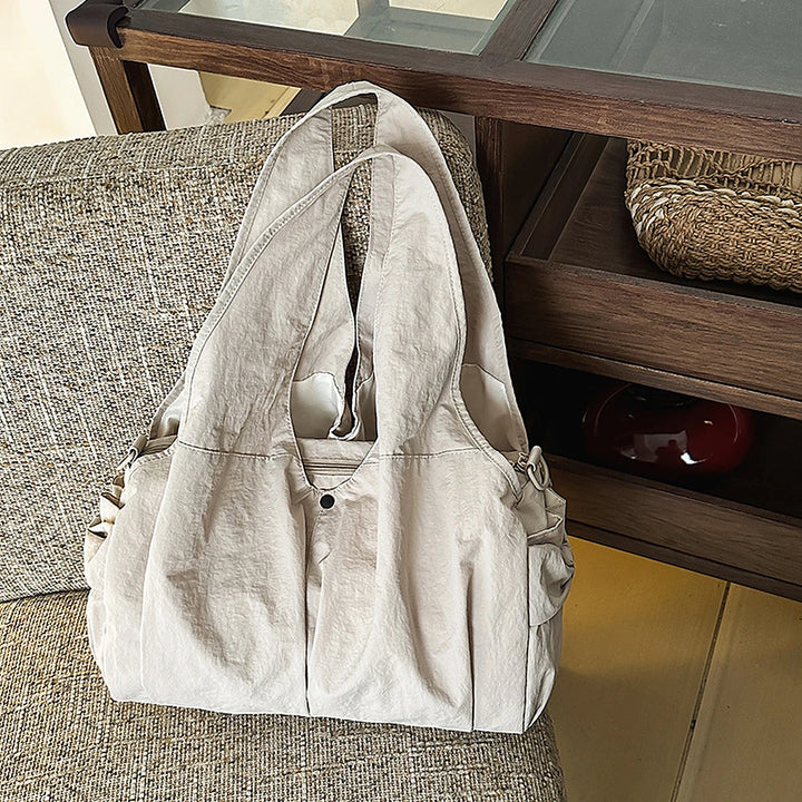 Noa crinkled nylon hobo bag with detachable crossbody strap