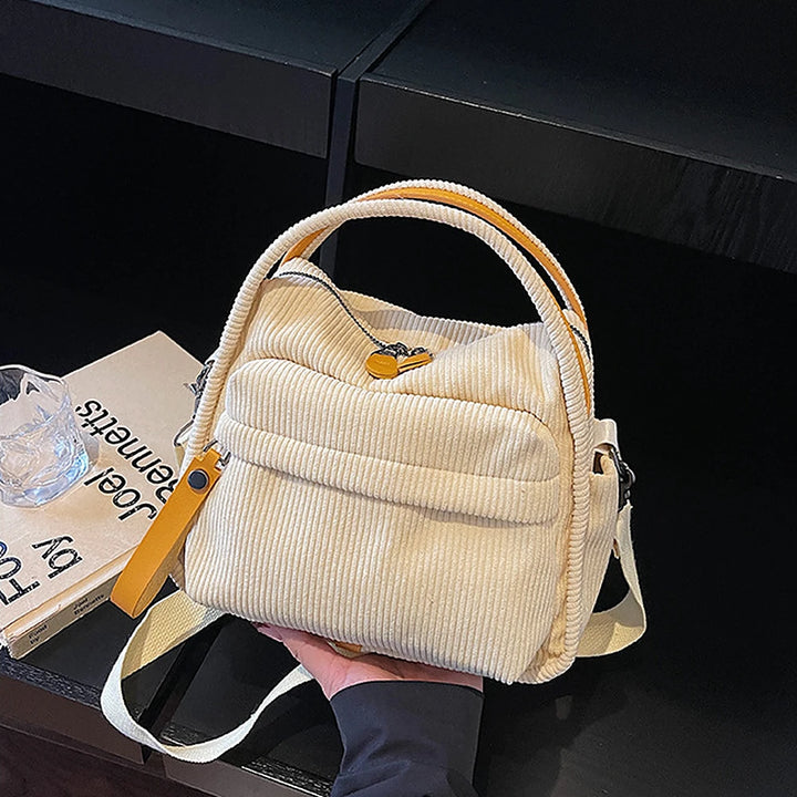 Lyona corduroy crossbody bag with front zip pocket
