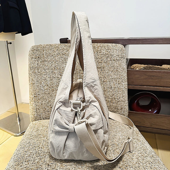 Noa crinkled nylon hobo bag with detachable crossbody strap