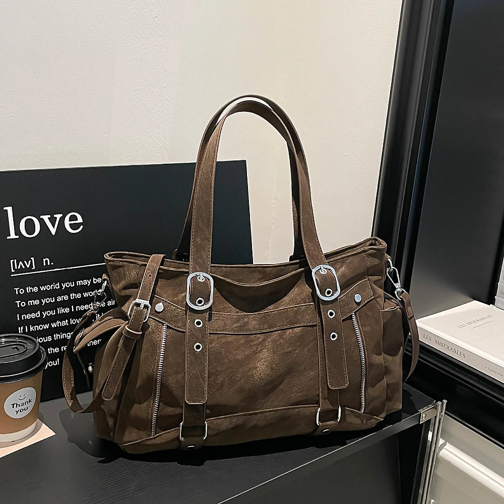Margo vegan leather shoulder bag with silver buckle straps