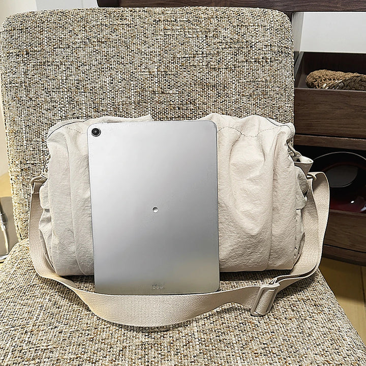 Noa crinkled nylon hobo bag with detachable crossbody strap