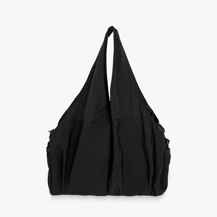 Noa crinkled nylon hobo bag with detachable crossbody strap in Black