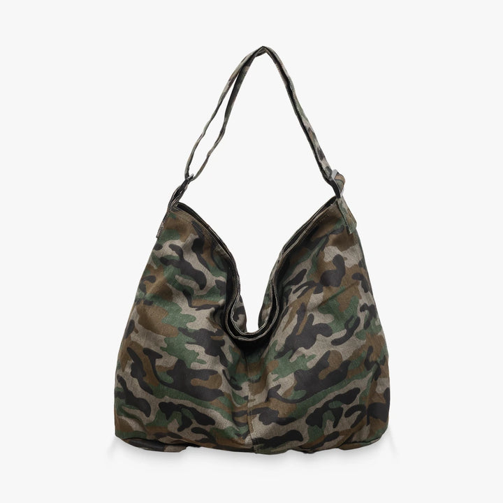 Gaia slouchy printed hobo bag in Camo