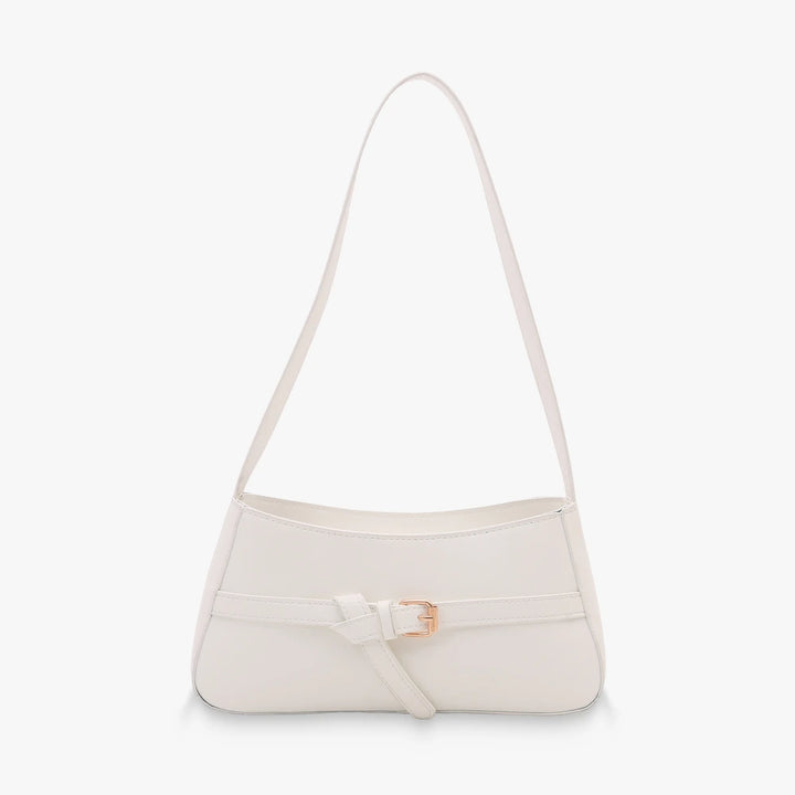 Isla vegan leather shoulder bag with knotted buckle strap in White