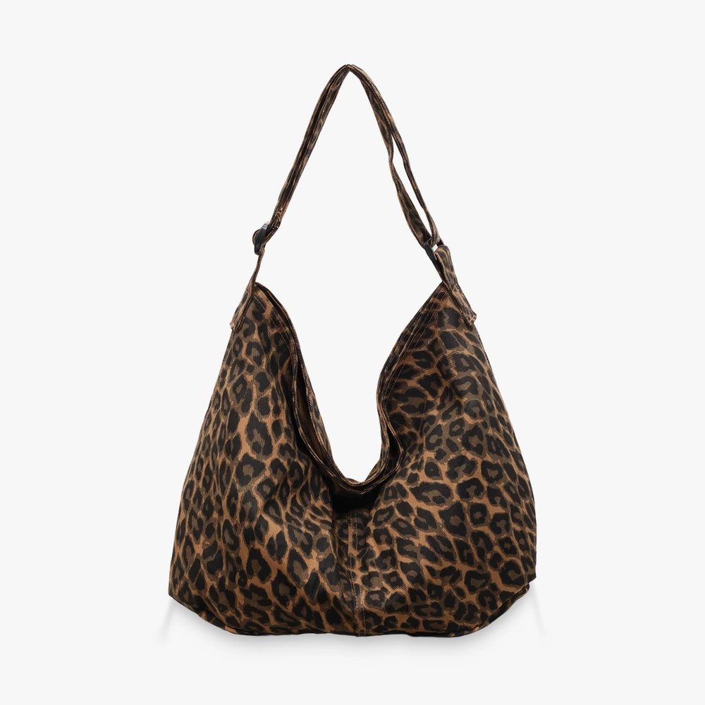 Gaia slouchy printed hobo bag in Brown Leopard