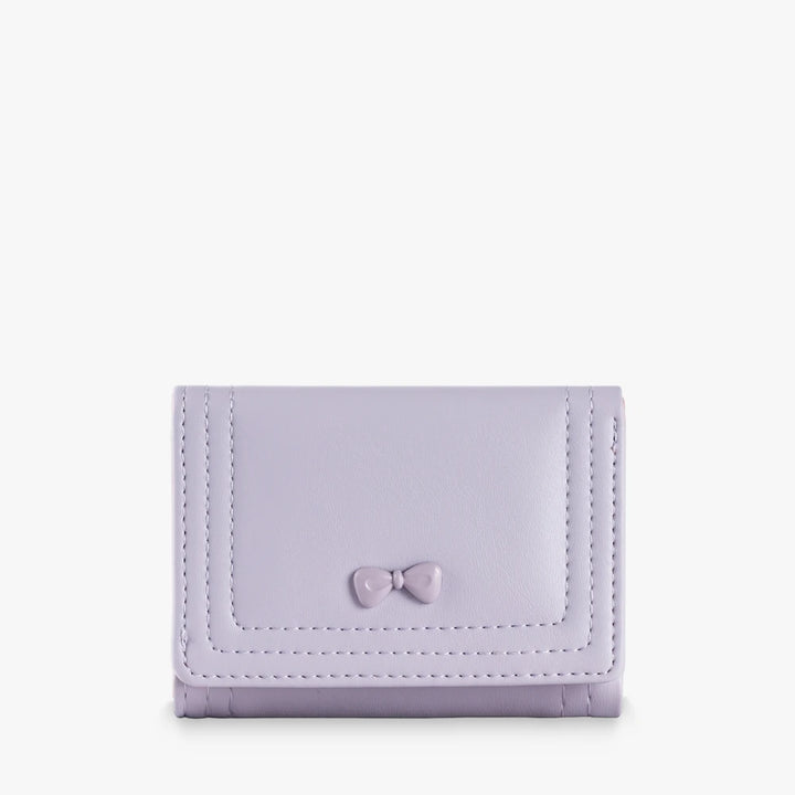 Bea vegan leather trifold wallet with bow detail in Lavender