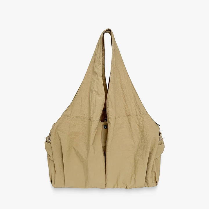 Noa crinkled nylon hobo bag with detachable crossbody strap in Khaki