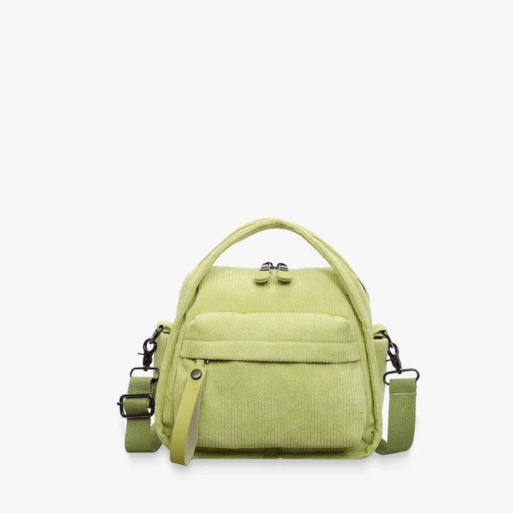 Lyona corduroy crossbody bag with front zip pocket in Lime Green