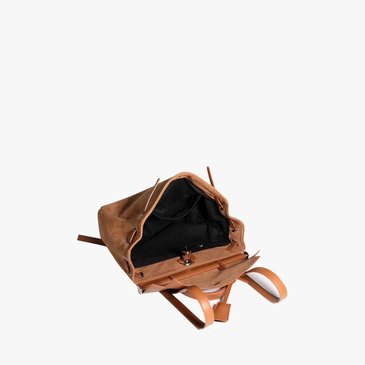 Aria Vegan Leather Backpack – Suede Flap Mini Bag – Pomme