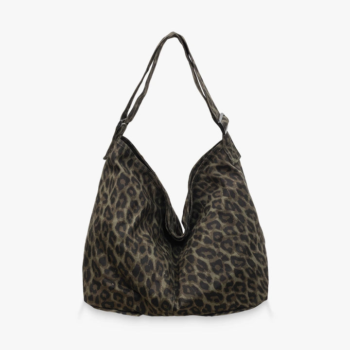 Gaia slouchy printed hobo bag in Green Leopard